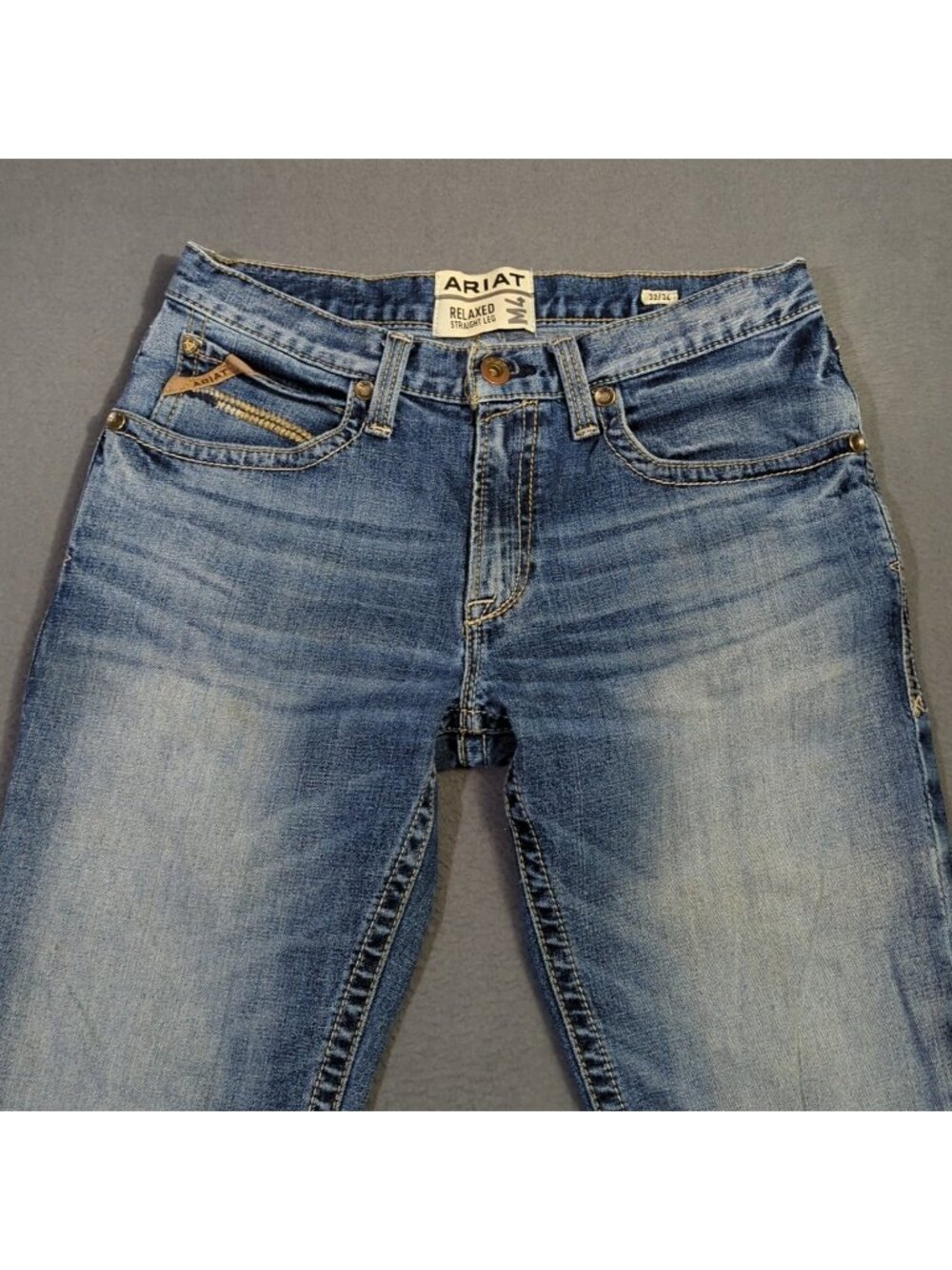 Ariat Jeans Men's 32x34 Blue M4 Low Rise Stretch Longspur Stackable Straight Leg - Picture 4 of 13